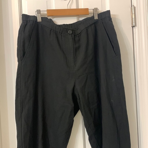 Eileen Fisher cotton- linen pants elastic- pockets front zipper/ button closure - Picture 1 of 5